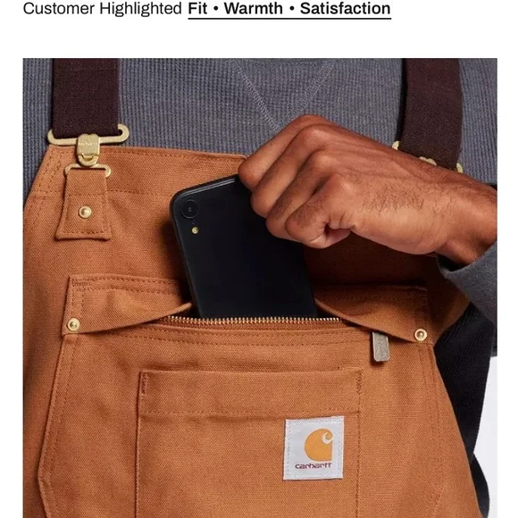 *NEW*Carhartt Tan Bib Overalls brown men’s short 3XL Coveralls - Picture 3 of 7